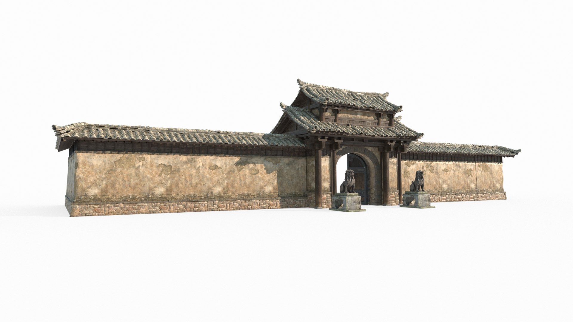 3D Ancient Asian Architectural Gates And Walls Model - TurboSquid 2370229
