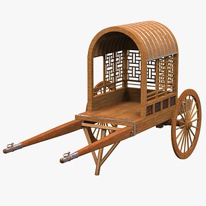 3D model chinese wooden carriage chariot