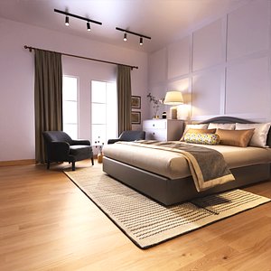 3D Cozy Bedroom interior scene