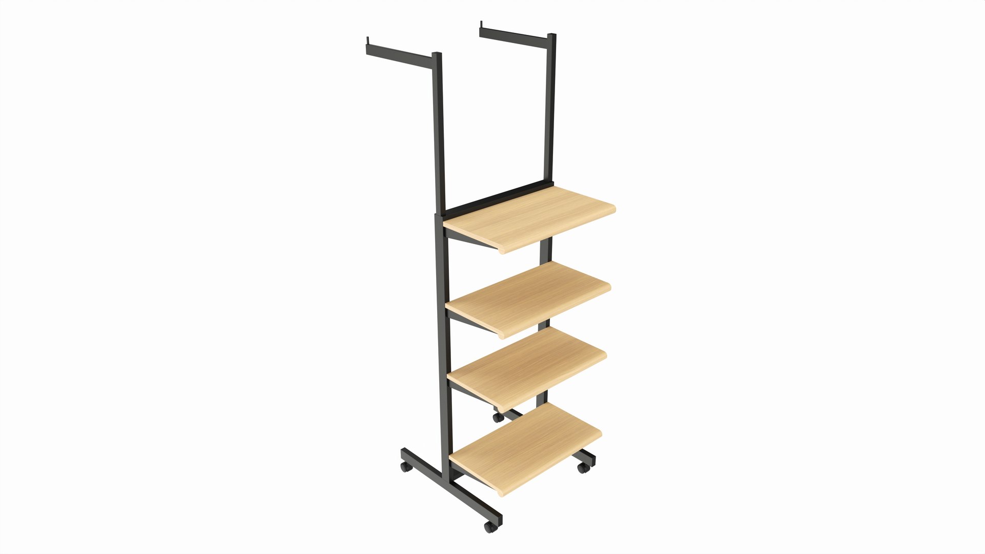 3D Four Shelf Rolling 2-Way Merchandise Rack Model - TurboSquid 2224838