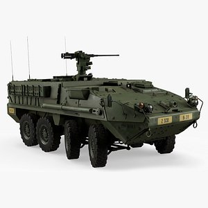 Stryker M1126 Infantry Carrier Vehicle Green Rigged