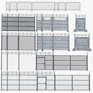 Industrial Fence Pack Modular Realtime 3D model