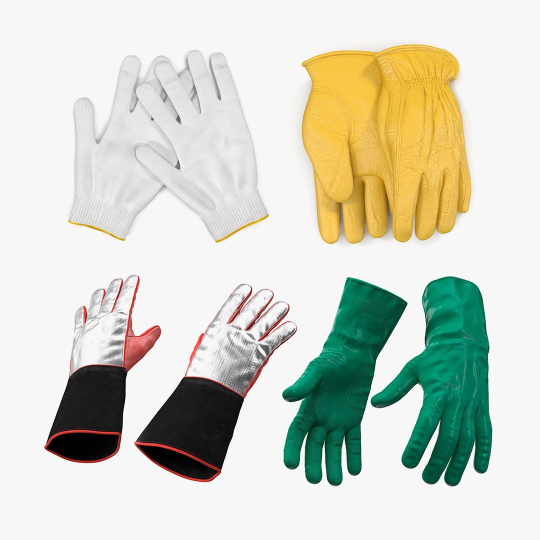 Work Gloves Collection 3 3D model preview