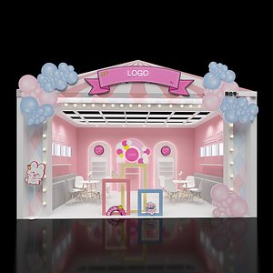 Modern cosmetics booth gift exhibition skincare product booth front desk reception desk4x6x4 3D model