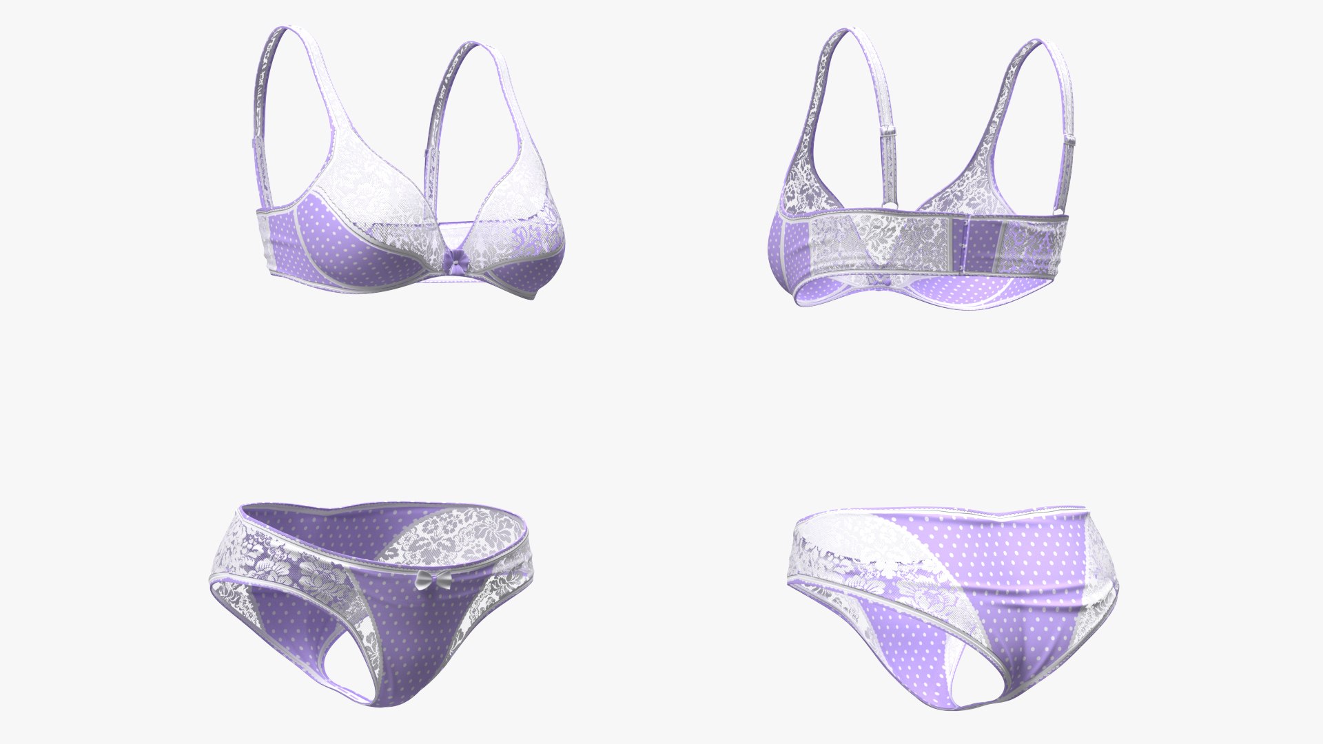 Floral Lace Lingerie 3D model preview