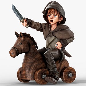 3D Young Boy Liam - Teenage Medieval Fighter with Horse model