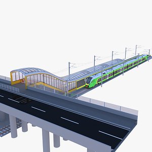 3D model Station with Stadler Kiss III