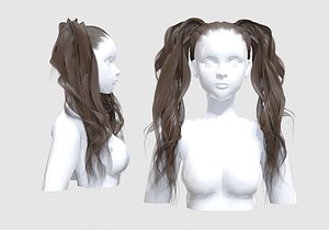 3D model Curly Pigtails Hairstyle - TurboSquid 1933005