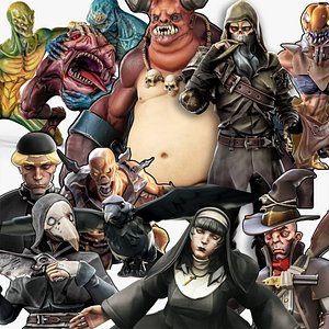 Alien - Demon Troll - Ghoul - Zombie - Nurse - Raven - Nun - Priest - 12 in 1 Mega Bundle 3D model