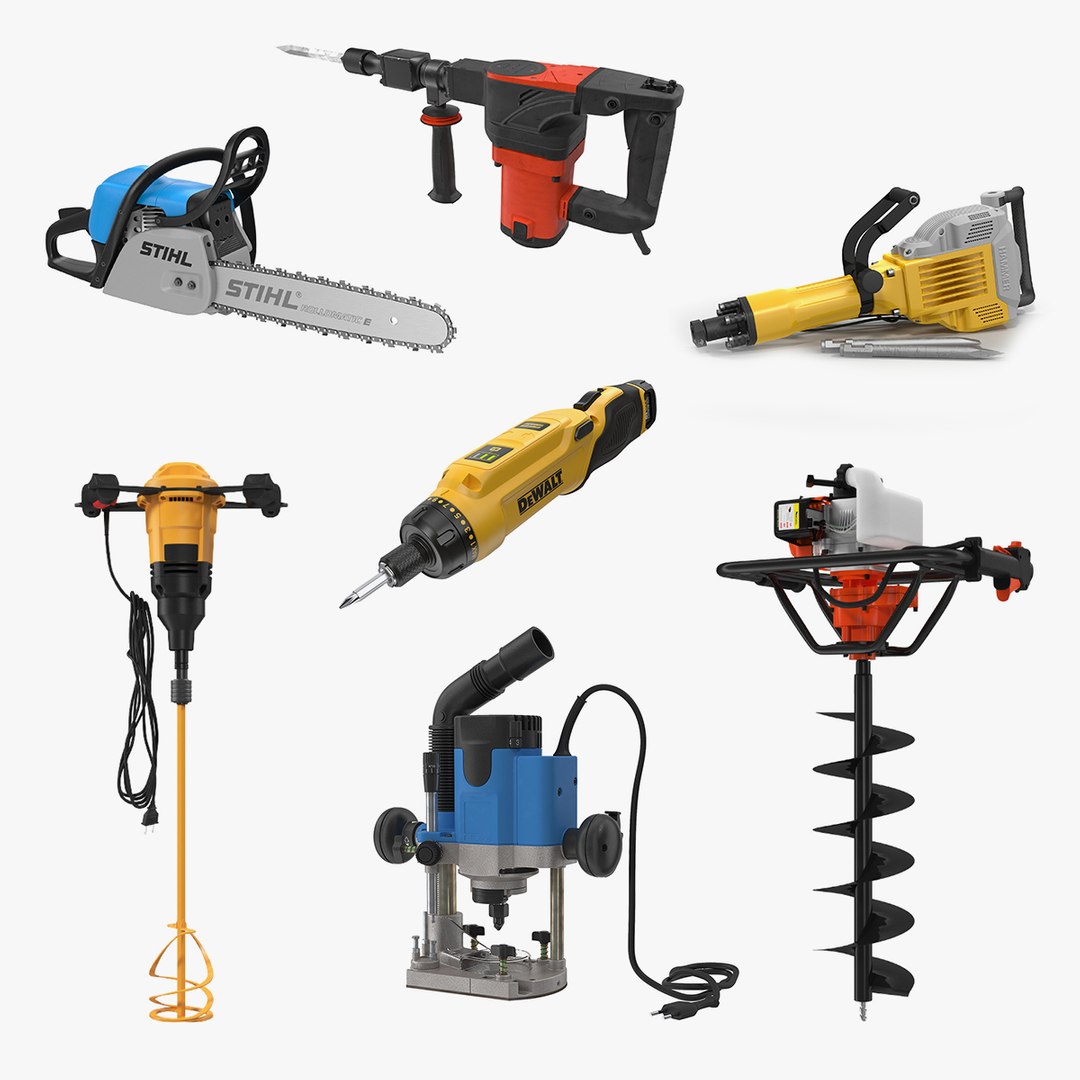 Industrial Power Tools 3D Models Collection 2 3D model for industrial visualization, technical presentation, simulation, product rendering, and animation