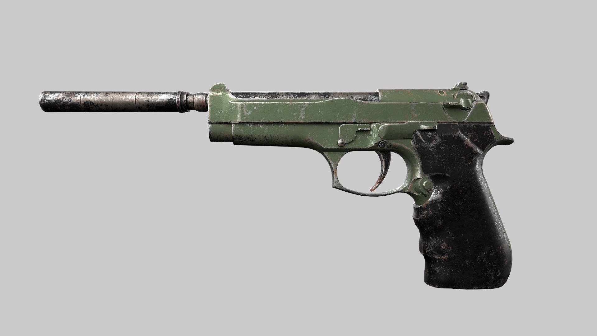 3D Maya pistol gun glock