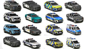 3D model Police Cars Pack