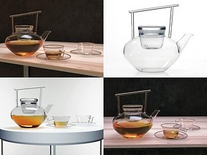 3D glass teapot set