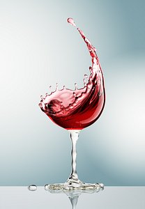 wine glass splash 3D