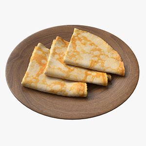 Pancakes Triangular Shape on Plate 3D model