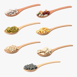 wooden spoons seeds 3D model