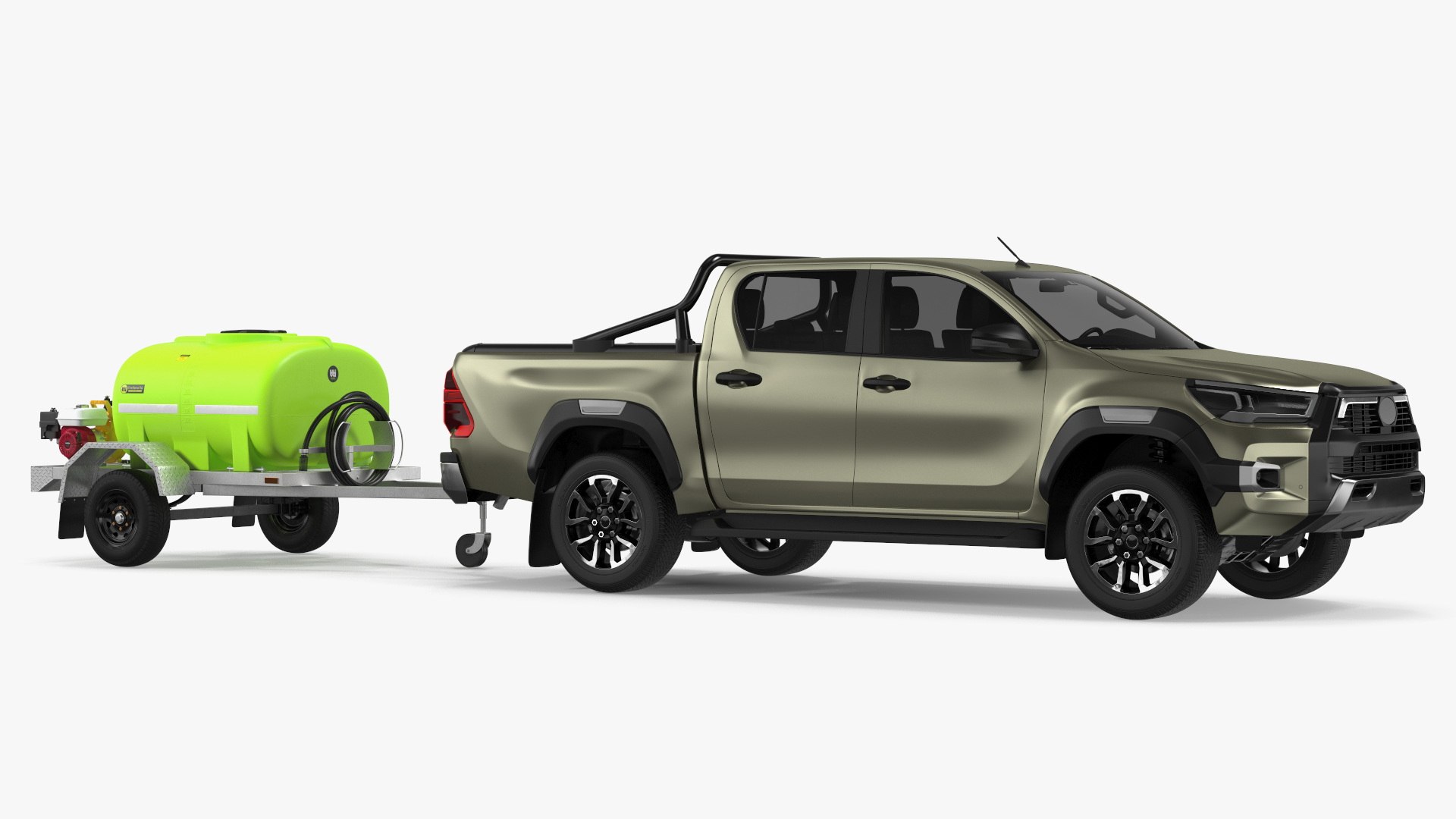 Pickup with Fire Fighting Trailer 3D model preview