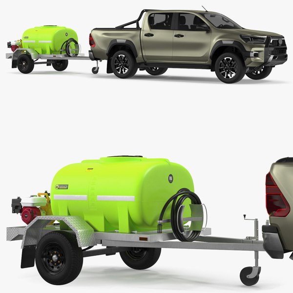 Pickup with Fire Fighting Trailer 3D model