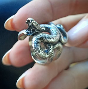 3D Serpent ring with open mouth