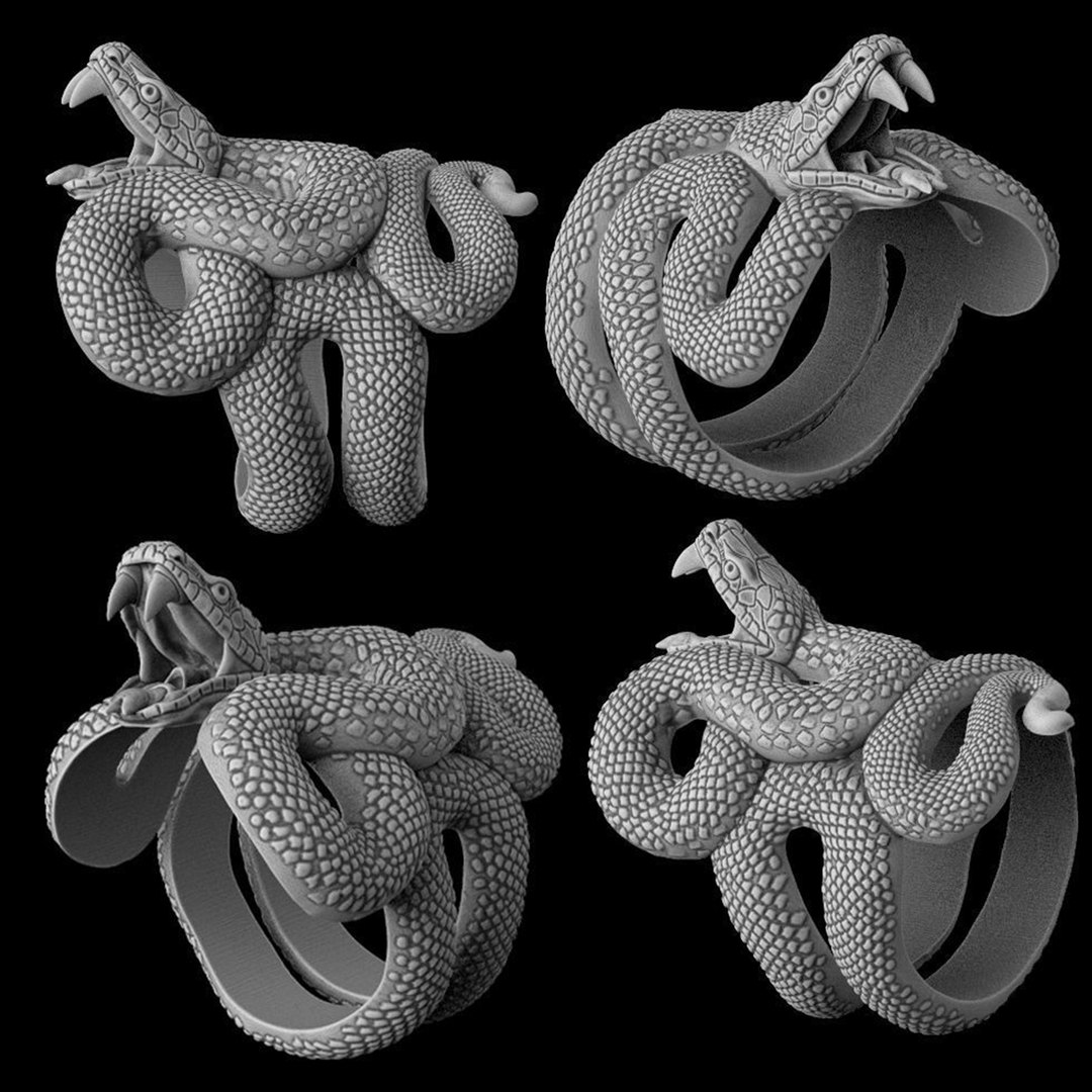 3D Serpent ring with open mouth https://p.turbosquid.com/ts-thumb/iw/4AMlR7/iL/snakering3dmodelobjstl1/jpg/1667391579/1920x1080/fit_q87/dc15712a01ae2dd88c10e5acb236244ec258b5eb/snakering3dmodelobjstl1.jpg