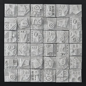 3D Wall tile decorative pattern hieroglyph n1 model