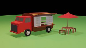 street food truck low poly