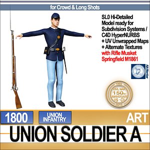 3dsmax civil war union soldier
