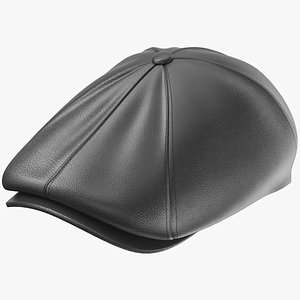 3D Leather Flat Cap 01