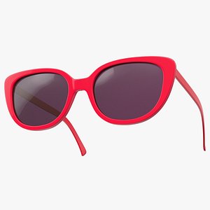 Red Cat Eye Sunglasses 3D model