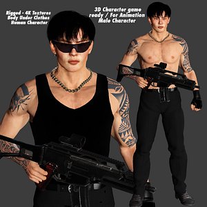 REALISTIC HUMAN RIGGED CHARACTER - ASIAN or JAPANESE SNIPER model