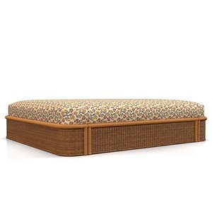 Indoor Point Ratan Base Cocktail Coffee Table PBR 3D