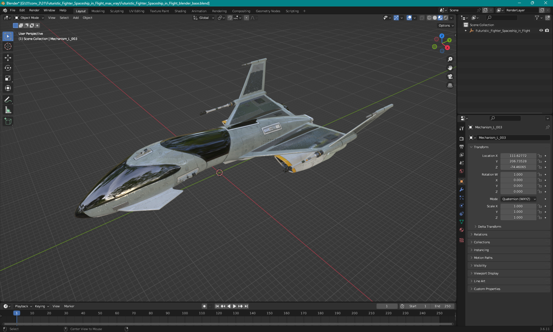 modelo 3d Nave espacial de combate futurista en vuelo - TurboSquid 2352725