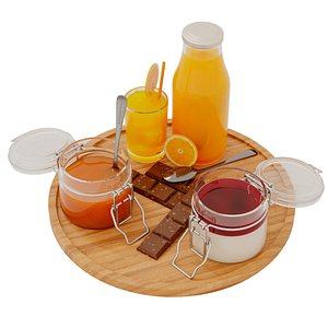 3D model Jam and Orange Juice and Chocolate
