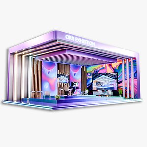3D model Futuristic Sci-Fi Neon Exhibition Booth 3D Model 3D model