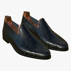 Crocodile Leather Shoes Black 3D model