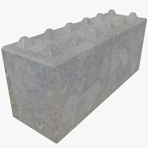 Modular Concrete barrier block 6x2 3D model