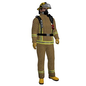 3d rigged fireman 2 model