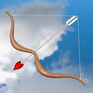 Bow and Arrow with the String Drawn 3D
