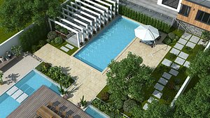 3D Modern Courtyard 3D Model model