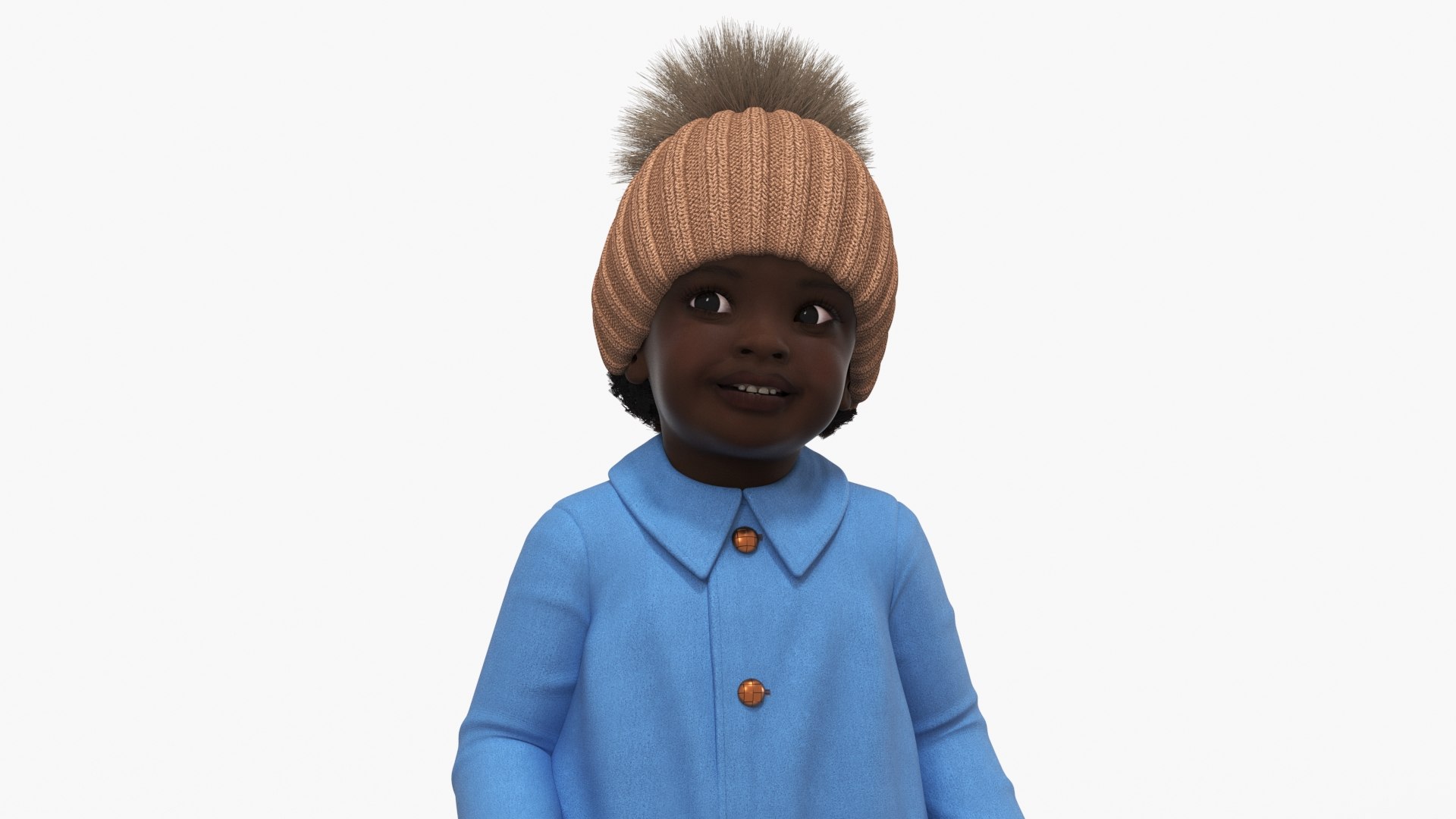 Black Toddler Girl Everyday Autumn Style Standing 3D model preview