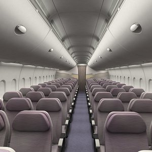 economy airplane cabin interior 3d obj