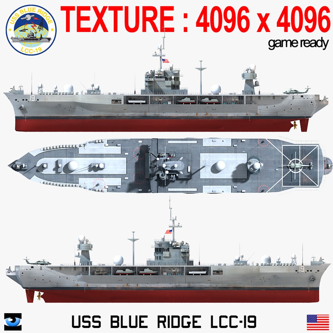 3d 3ds Uss Blue Ridge Lcc-19