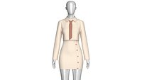 Girls Crop Shirt Tie With Side Button Skirt - Outfit