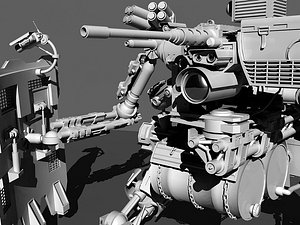 3d military robot weapon