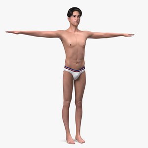 3D Chinese Man Underwear Rigged