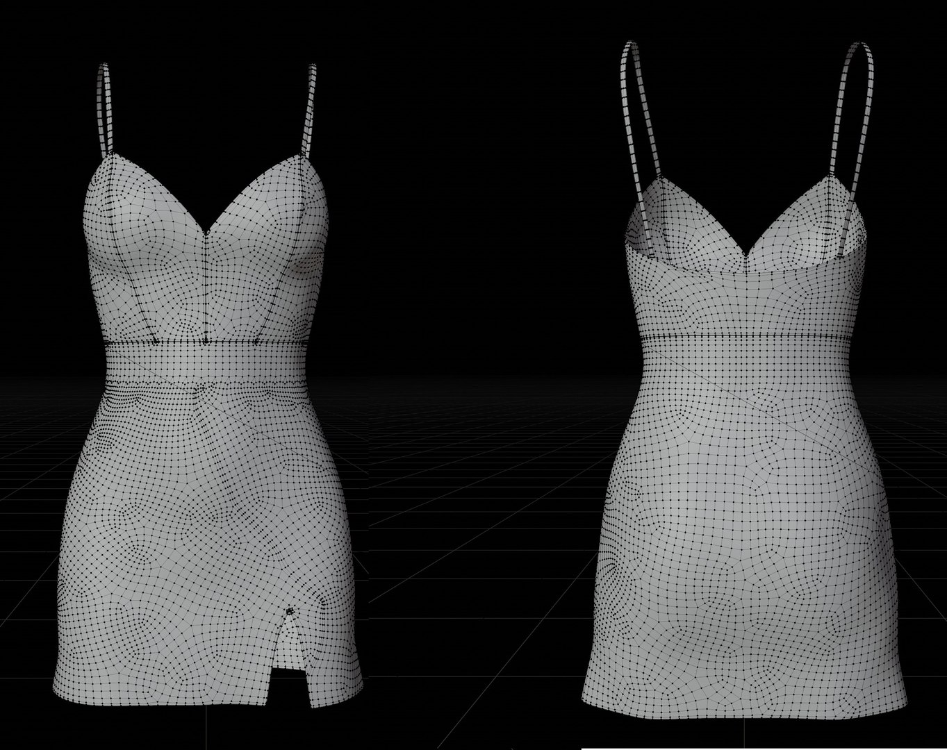 3D Silk Slip Dress With Slit - Satin Cami Nightgown - TurboSquid 1751763
