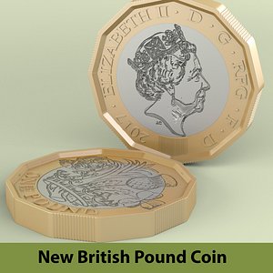 3D new british pound coin