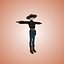 Anime Style Wild West Cowboy 3D Character Model For Vtuber VRM