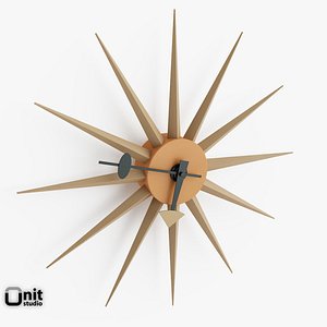 3d model sol sunburst wall clock