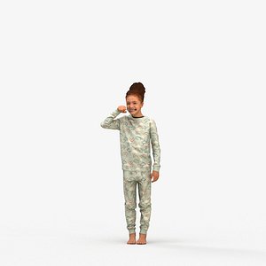 00366Chloe003 - Teen Caucasian girl brushing teeth at home wearing pajamas for residential visualiza